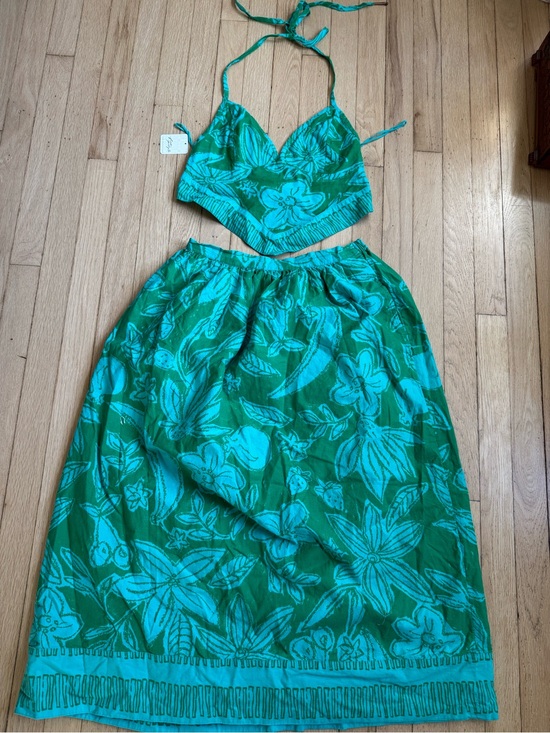 Free People Dresses & Skirts - Free People Green Floral Two-Piece Skirt Set